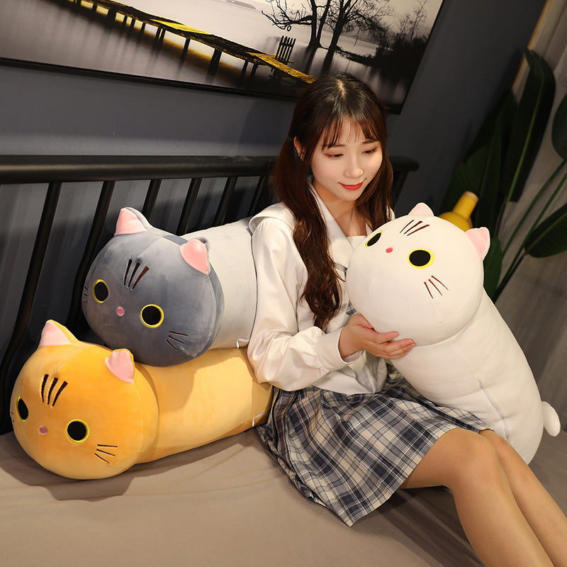 Large Size Cartoon Cat Plush Toys Stuffed Cloth Doll Long Animal Pillow Cushion - Minihomy