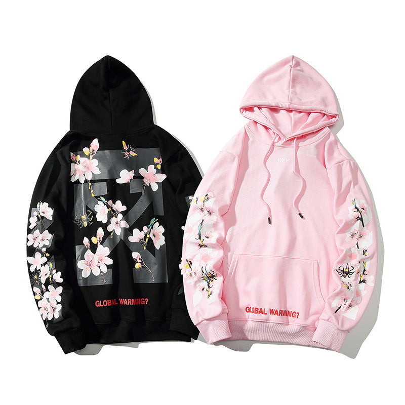 Flower Embroidery Hooded Sweatshirts Men's Hip Hop Hoodie - Minihomy