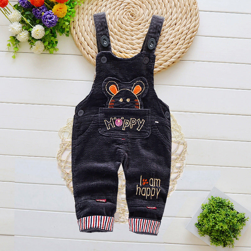 Infant Jeans Little Kids Cartoon Cute Suspenders Toldder Causal Trousers