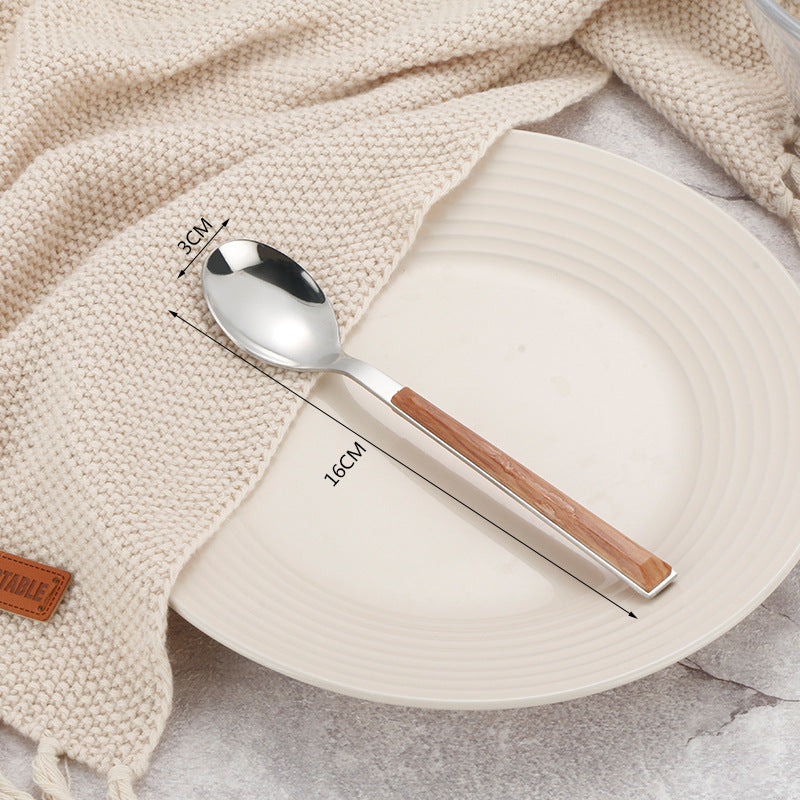 Stainless steel imitation wooden handle tableware