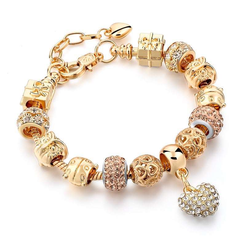 Gold-plated heart beaded bracelet - Minihomy