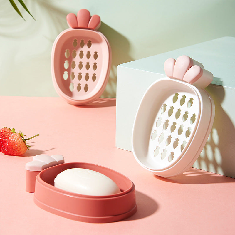 Radish Large Plastic Drain Soap Dish With Lid