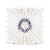 Modern Style White Throw Pillows Velvet Stitching 3D Chrysanthemum Cushion Waist Pillow Blue Cushion Case