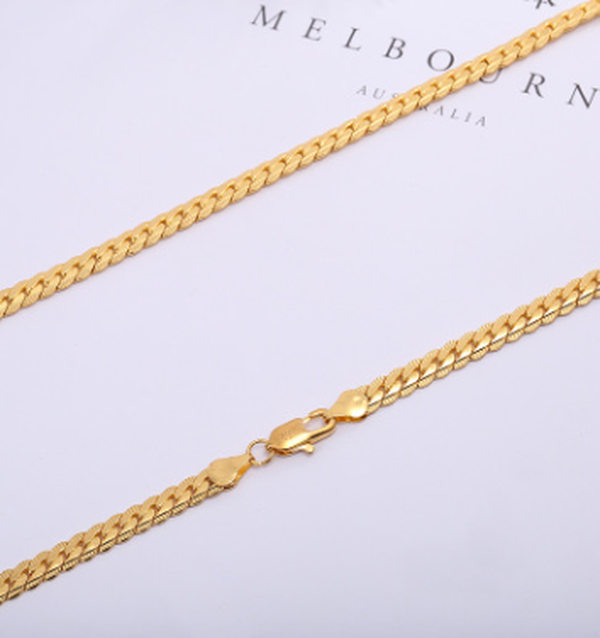 Men Necklace Gold Tone Snake Chain - Minihomy