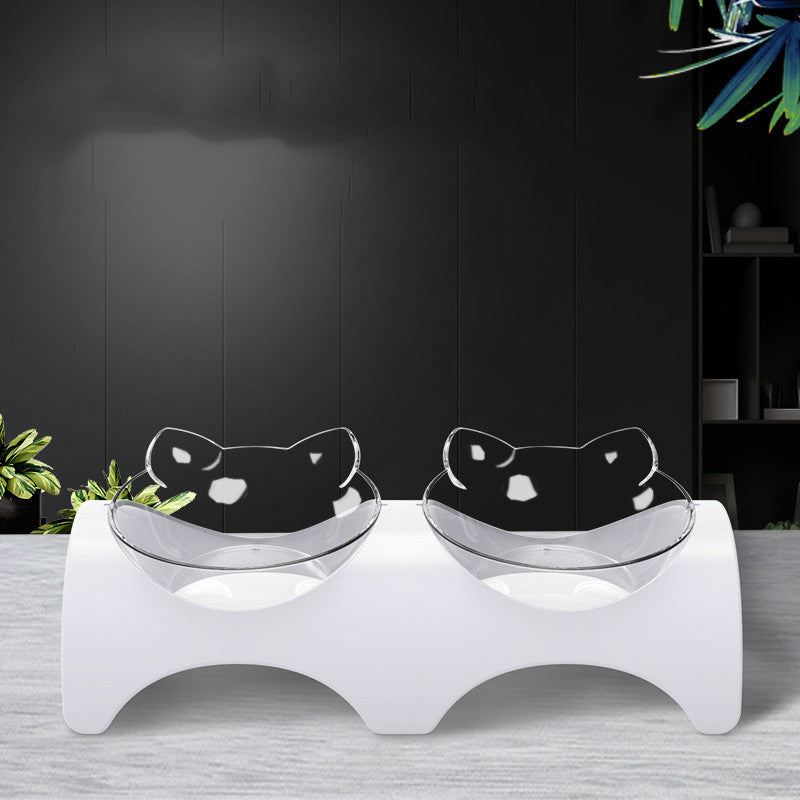 Cat bowl with slanted cat ears