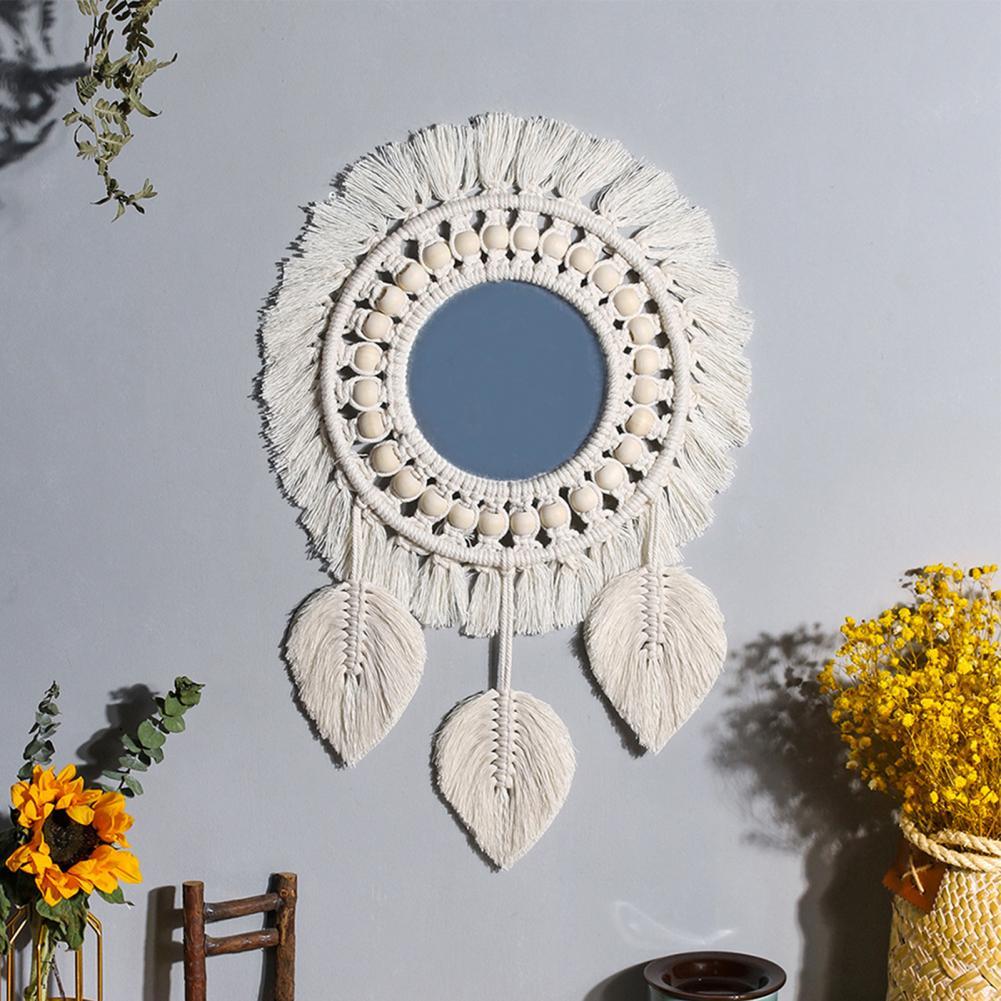 Geometric Mirror High Quality Lightweight Round Macrame Fringe Hanging Wall Mirror