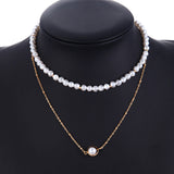 Simple Temperament Double-layer Pearl Clavicle Chain