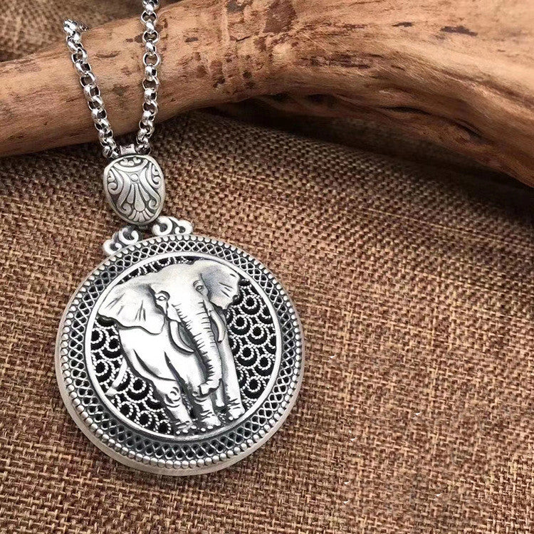 925 Silver Elephant Sweater Chain Pendant Women Accessories