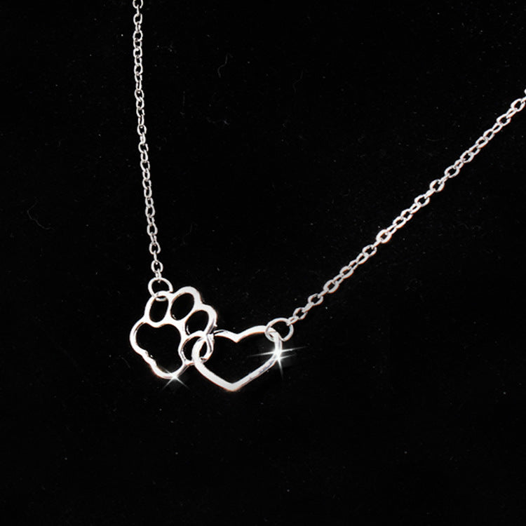 Dog claw heart pendant hollow clavicle chain - Minihomy