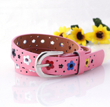 Leather belts women flower buckle belt Kids Waist Belt - Minihomy