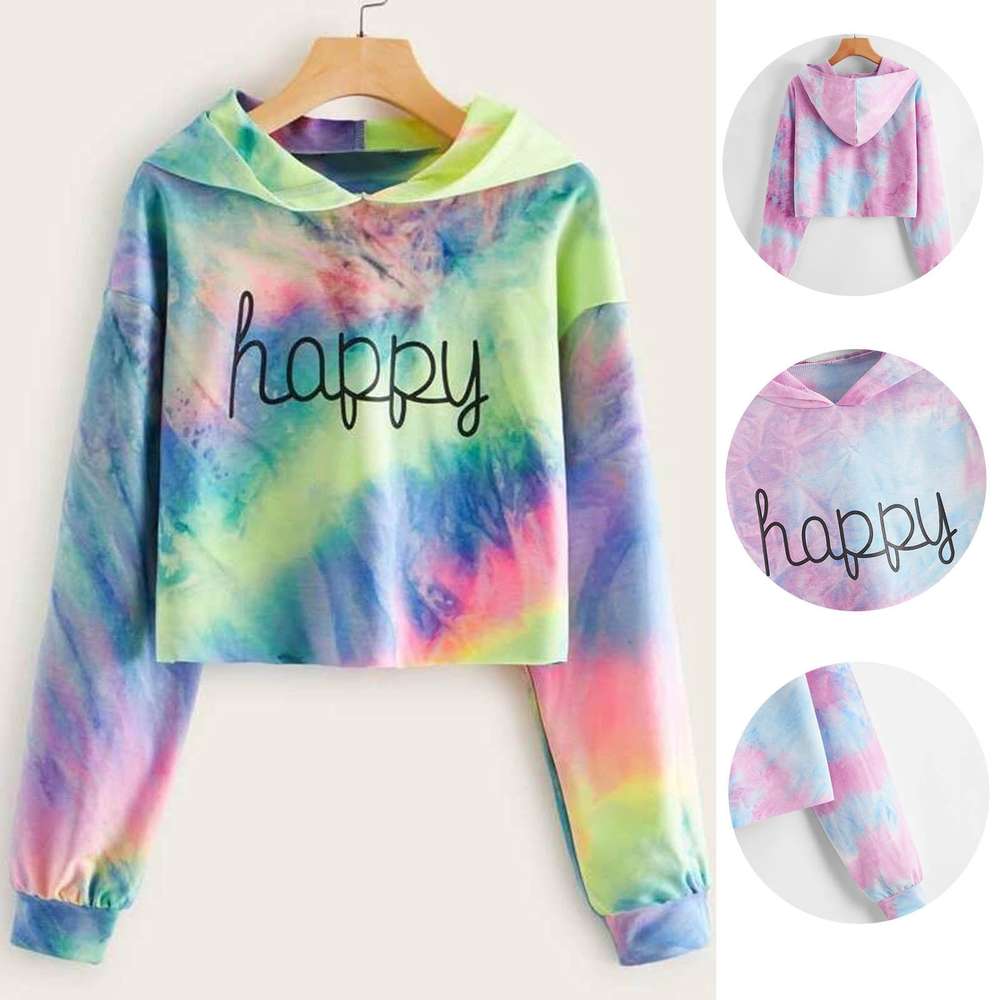 Hoodies Women Rainbow Tie Dye Print Women's Sweatshirt - Minihomy