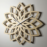 Natural Peach Wooden Lotus Modern Wall Clock