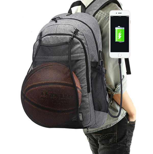 Men's shoulder bag, schoolbag, basketball bag, middle school students' charging Sports Backpack - Minihomy