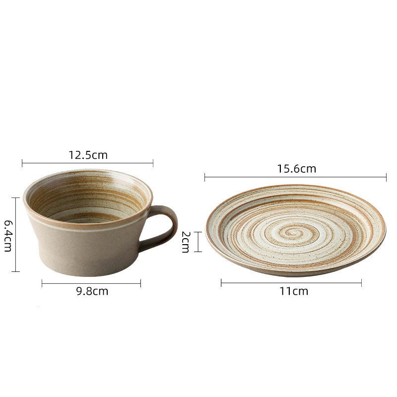 Ceramic Coffee Cup and Saucer Set Creative Handmade Retro Coffee Cup - Minihomy