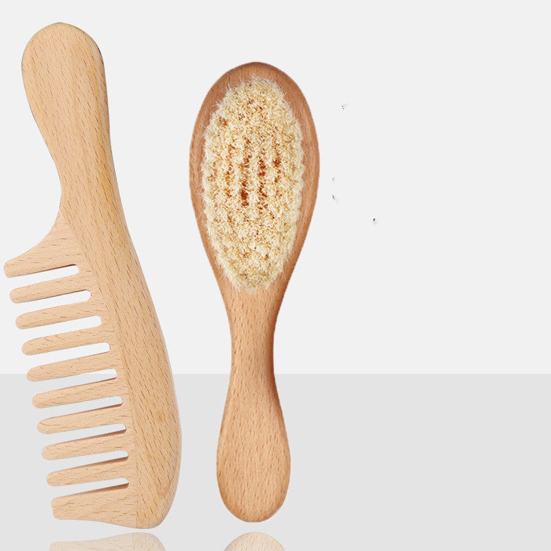 Baby Wool Brush Set Bathing Soft Hair Brush - Minihomy