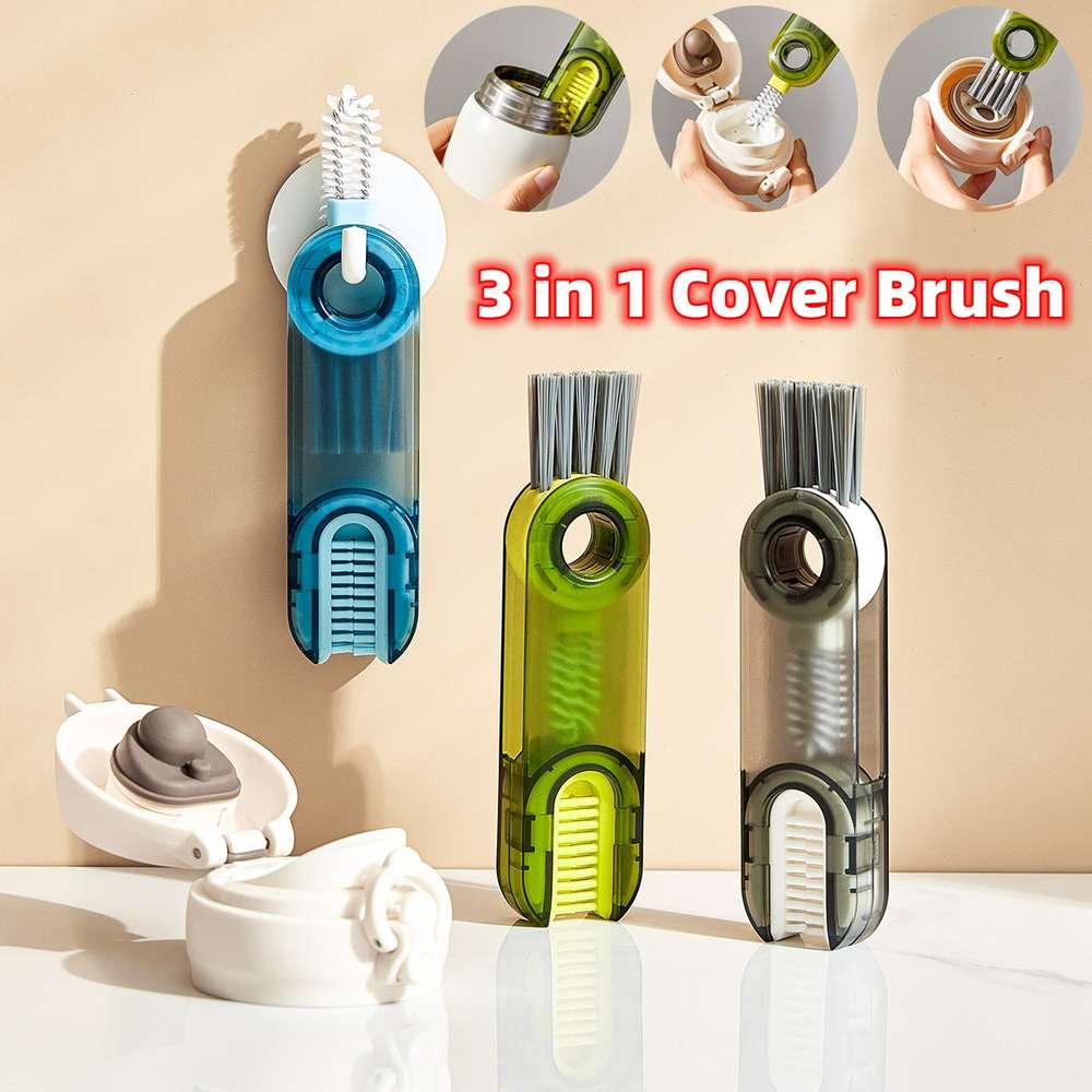 3 In 1 Tiny Bottle Cup Cover Brush Straw Cleaner Tools Multi-Functional - Minihomy