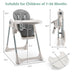 Baby Folding High Chair Dining Chair with Adjustable Height and Footrest-Gray - Color: Gray - Minihomy