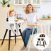 3-In-1 Adjustable Baby High Chair with Soft Seat Cushion for Toddlers-Brown - Color: Brown - Minihomy