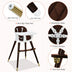 3-In-1 Adjustable Baby High Chair with Soft Seat Cushion for Toddlers-Brown - Color: Brown - Minihomy