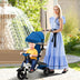 Folding Tricycle Baby Stroller with Reversible Seat and Adjustable Canopy-Blue - Color: Blue - Minihomy