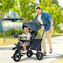 7-In-1 Baby Folding Tricycle Stroller with Rotatable Seat-Gray - Minihomy