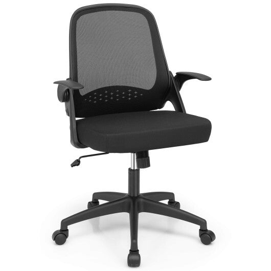 Adjustable Mesh Office Chair Rolling Computer Desk Chair with Flip-up Armrest-Black - Color: Black - Minihomy