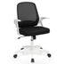 Adjustable Mesh Office Chair Rolling Computer Desk Chair with Flip-up Armrest-White - Color: White - Minihomy