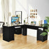 66 Inch L-Shaped Writing Study Workstation Computer Desk with Drawers-Black - Color: Black - Minihomy