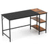 55" Modern Industrial Style Study Writing Desk with 2 Storage Shelves-Black - Color: Black - Minihomy