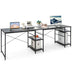 L Shaped Computer Desk with 4 Storage Shelves and Cable Holes-Black - Color: Black - Minihomy