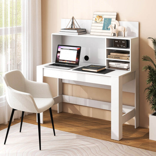 48 Inch Writing Computer Desk with Anti-Tipping Kits and Cable Management Hole-White - Color: White - Minihomy