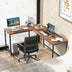 L-Shaped Computer Desk with CPU Stand Power Outlets and USB Ports-Rustic Brown - Color: Rustic Brown - Minihomy