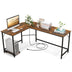 L-Shaped Computer Desk with CPU Stand Power Outlets and USB Ports-Rustic Brown - Color: Rustic Brown - Minihomy