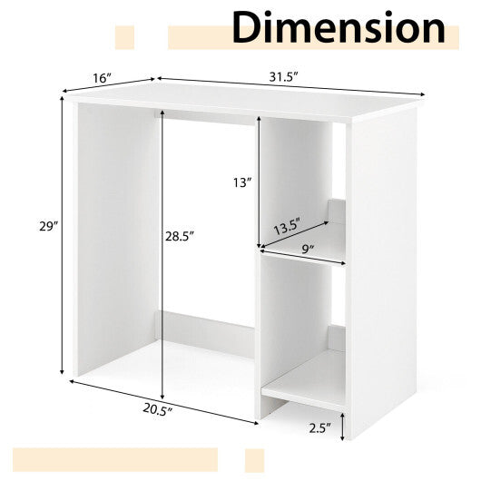 31.5 Inch  Modern Home Office Desk with 2 Compartments-White - Color: White - Minihomy