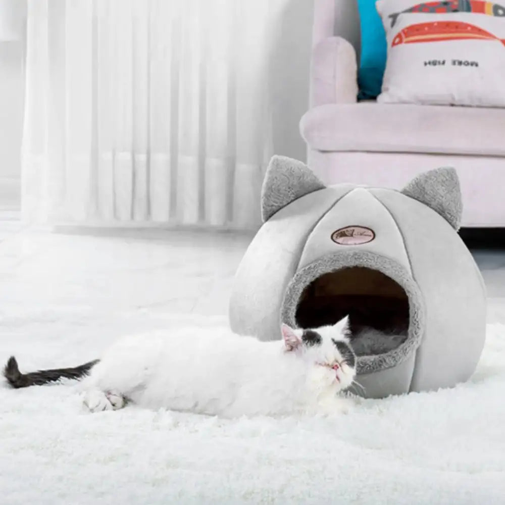 Original Cat Head Nest - Enclosed Cat Supplies Bed for Warm Sleeping - Minihomy