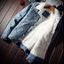 Denim Bomber Jacket with Fur Men Black High Quality Jeans Jacket - Minihomy