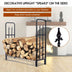 4 Feet Outdoor Heavy Duty Steel Firewood Wood Storage Rack - Color: Black - Minihomy