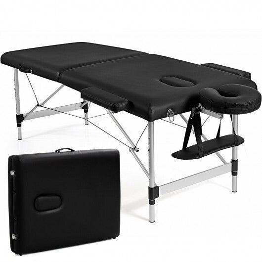 84 Inch L Portable Adjustable Massage Bed with Carry Case for Facial Salon Spa -Black - Color: Black - Minihomy