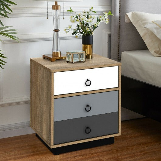 Nightstand with Drawer and Storage Cabinet Wooden Sofa Side Table End Table - Minihomy