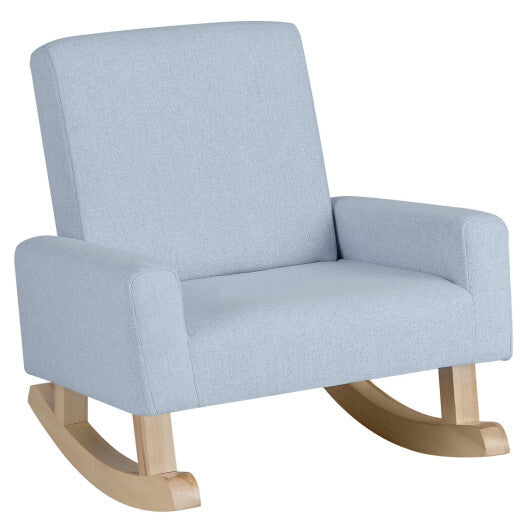 Kids Rocking Chair with Solid Wood Legs-Blue