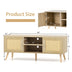 PE Rattan Media Console Table with 2 Cabinets and Open Shelves - Color: Natural - Minihomy