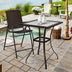 28.5 Inch Outdoor Patio Square Glass Top Table with Rattan Edging - Minihomy