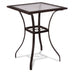 28.5 Inch Outdoor Patio Square Glass Top Table with Rattan Edging - Minihomy