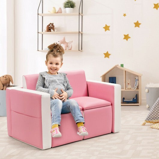 Multi-functional Kids Sofa Table Chair Set-Pink - Color: Pink