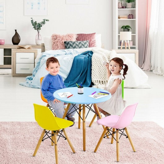 5 Pieces Kid's Colorful Set with 4 Armless Chairs - Color: Multicolor - Minihomy