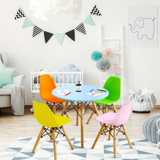 5 Pieces Kid's Colorful Set with 4 Armless Chairs - Color: Multicolor - Minihomy