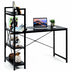 47.5 Inch Writing Study Computer Desk with 4-Tier Shelves-Black - Color: Black - Minihomy