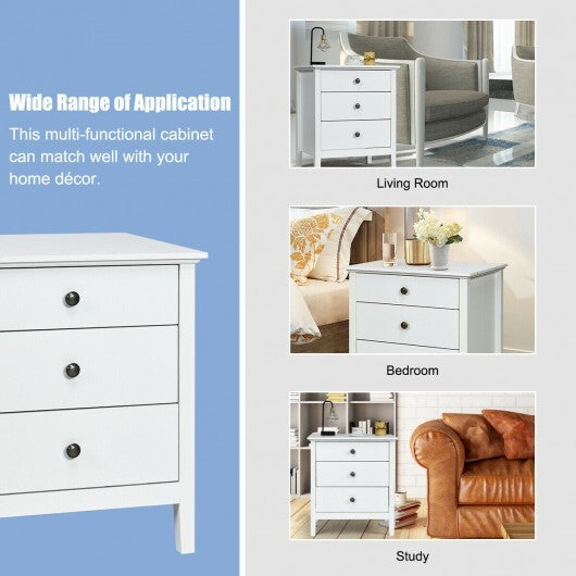 3 Drawers Nightstand Beside End Side Table Accent Table - Minihomy