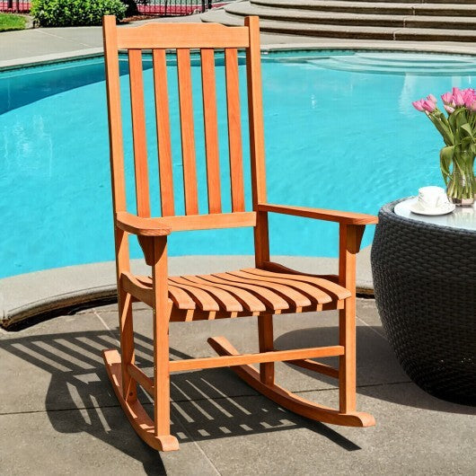 Outdoor Rocking Chair Single Rocker for Patio Deck  - Color: Natural - Minihomy