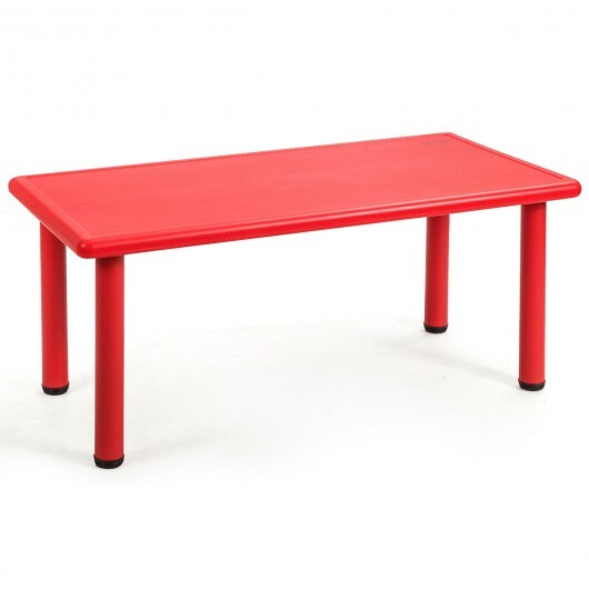 Kids Plastic Rectangular Learn and Play Table-Red - Minihomy